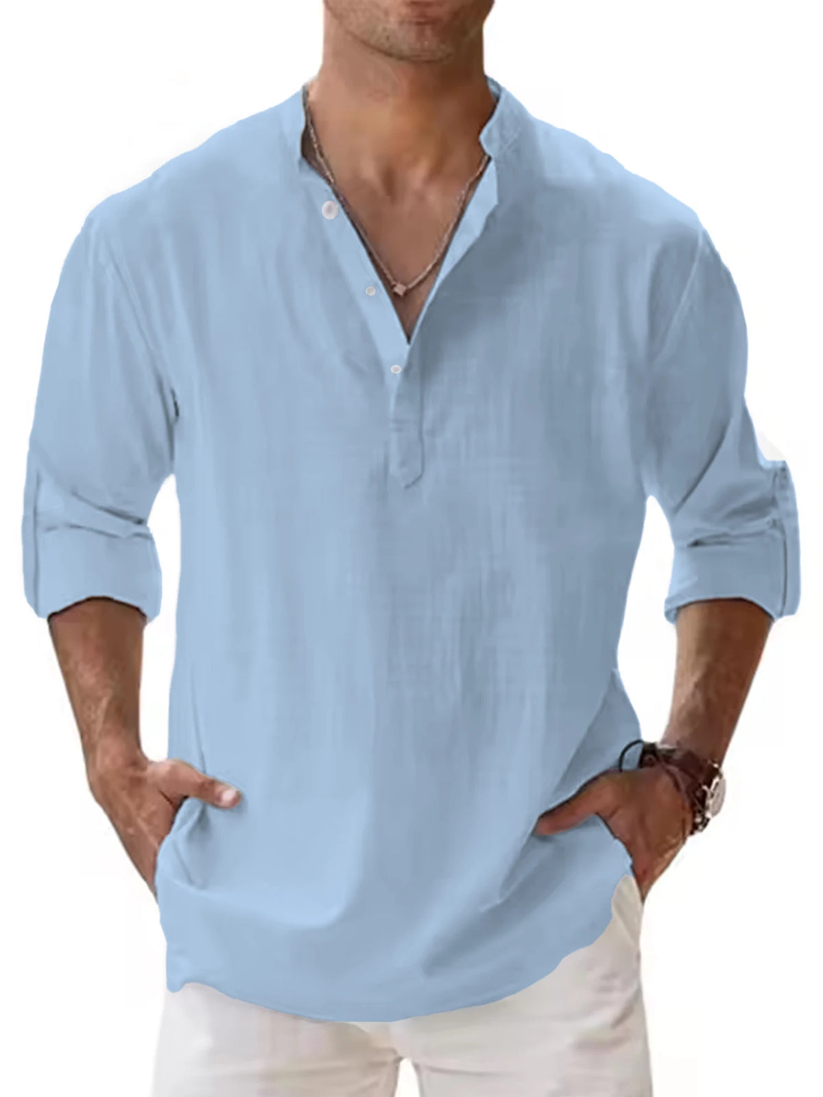 Camisa Henley Algodão e Linho
