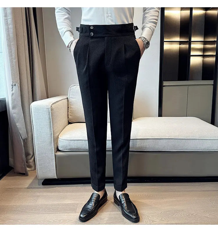 Calças Sociais de Cintura Alta Slim-Fit