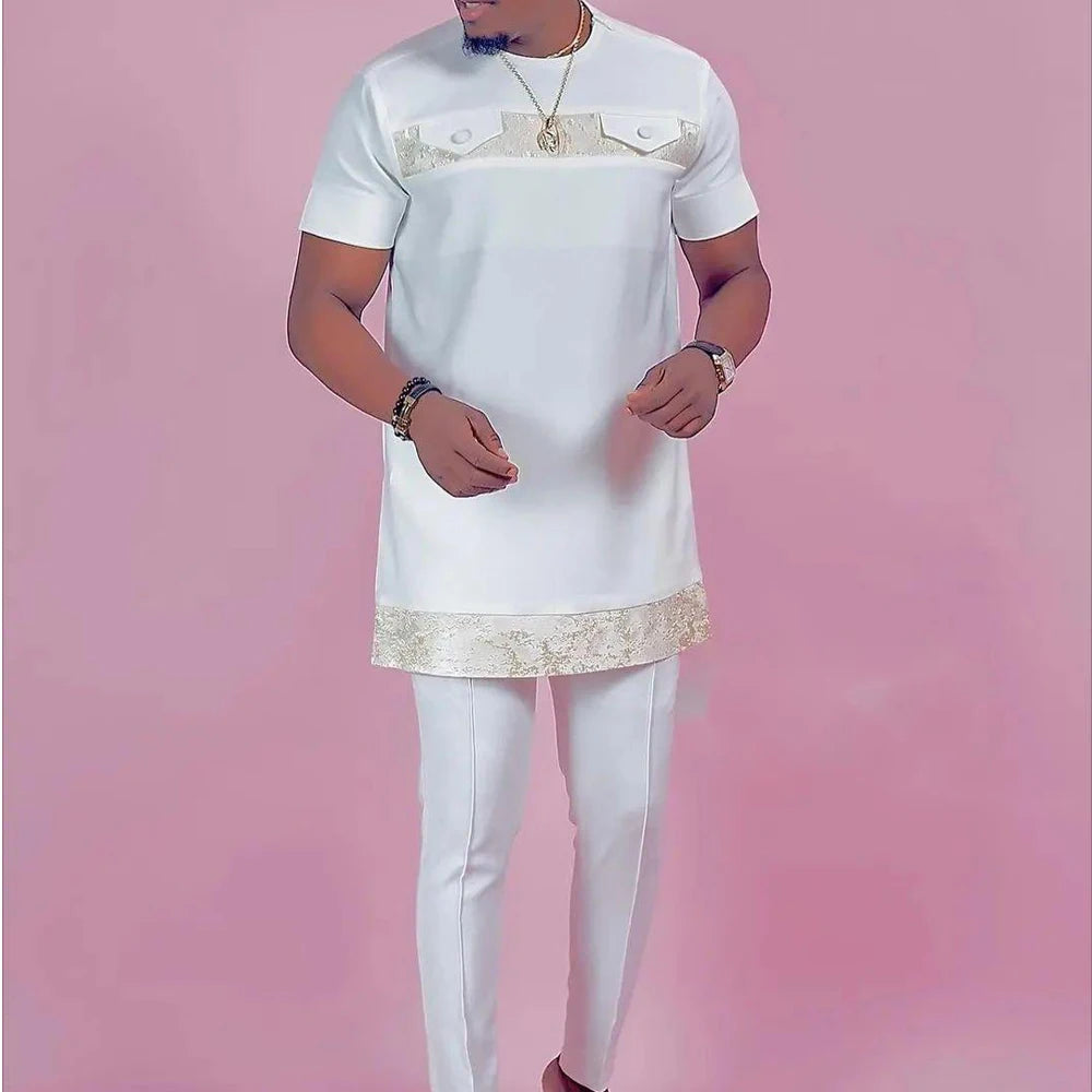 Fato Africano (Camisa+Calças Monocromáticas)