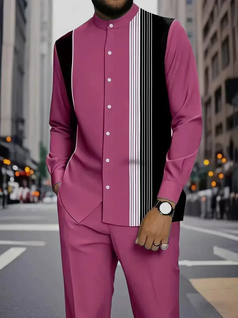 Camisa Masculina Casual ao Ar Livre de Listras