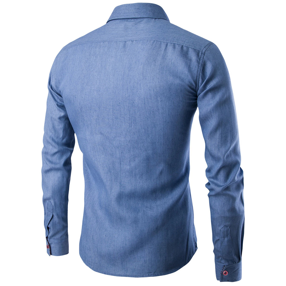 Camisa Jeans de Manga Comprida Estilo Slim Fit