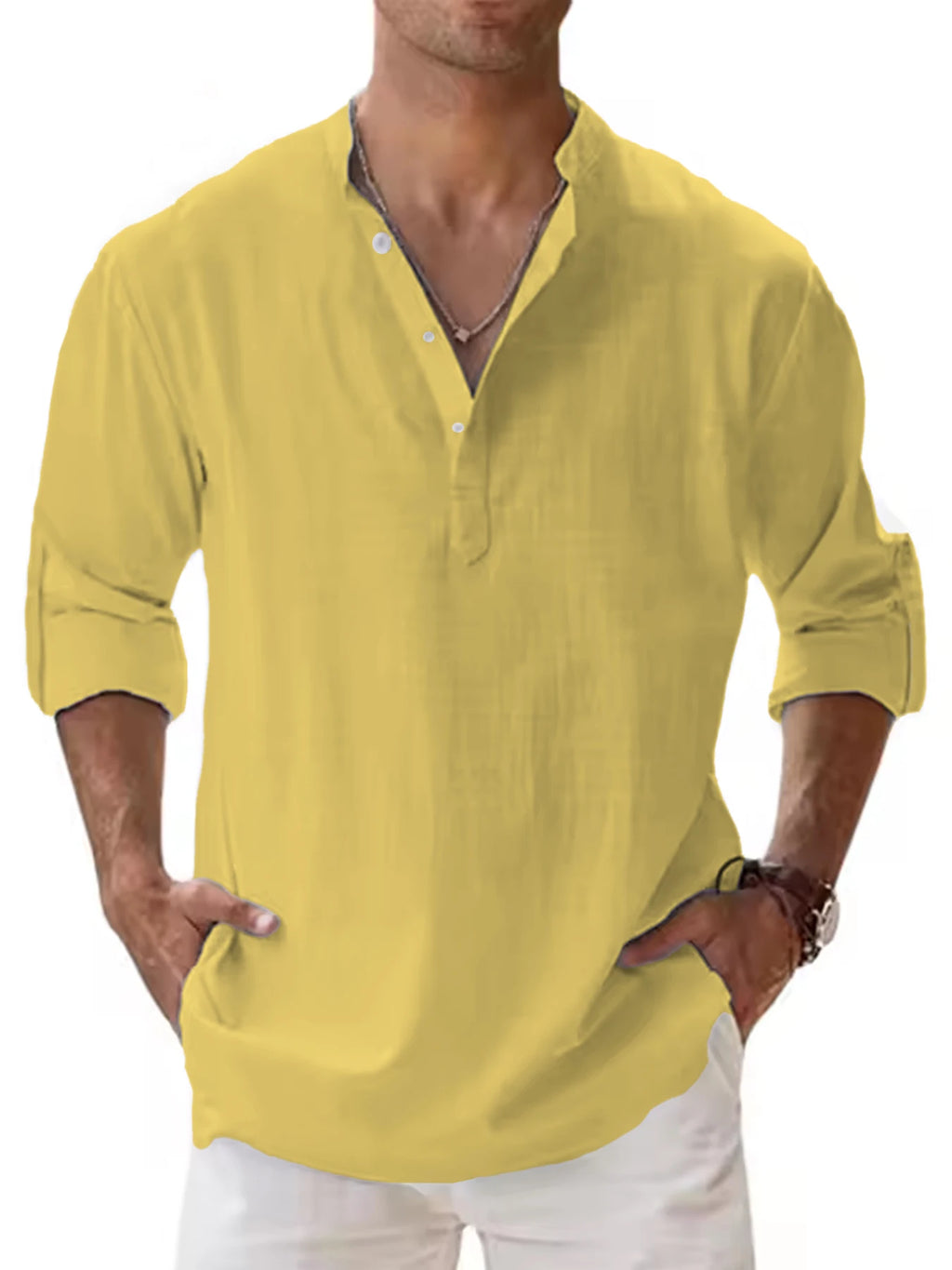 Camisa Henley Algodão e Linho