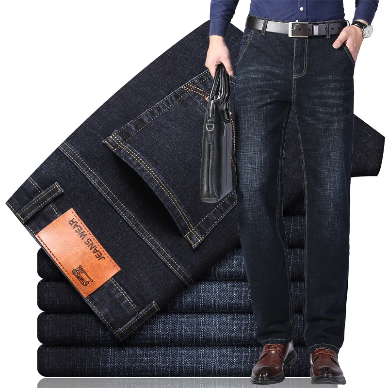 Calça Jeans Casual de Algodão em Corte Reto