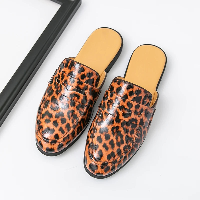 Chinelos Slides Mocassins Casual de Couro