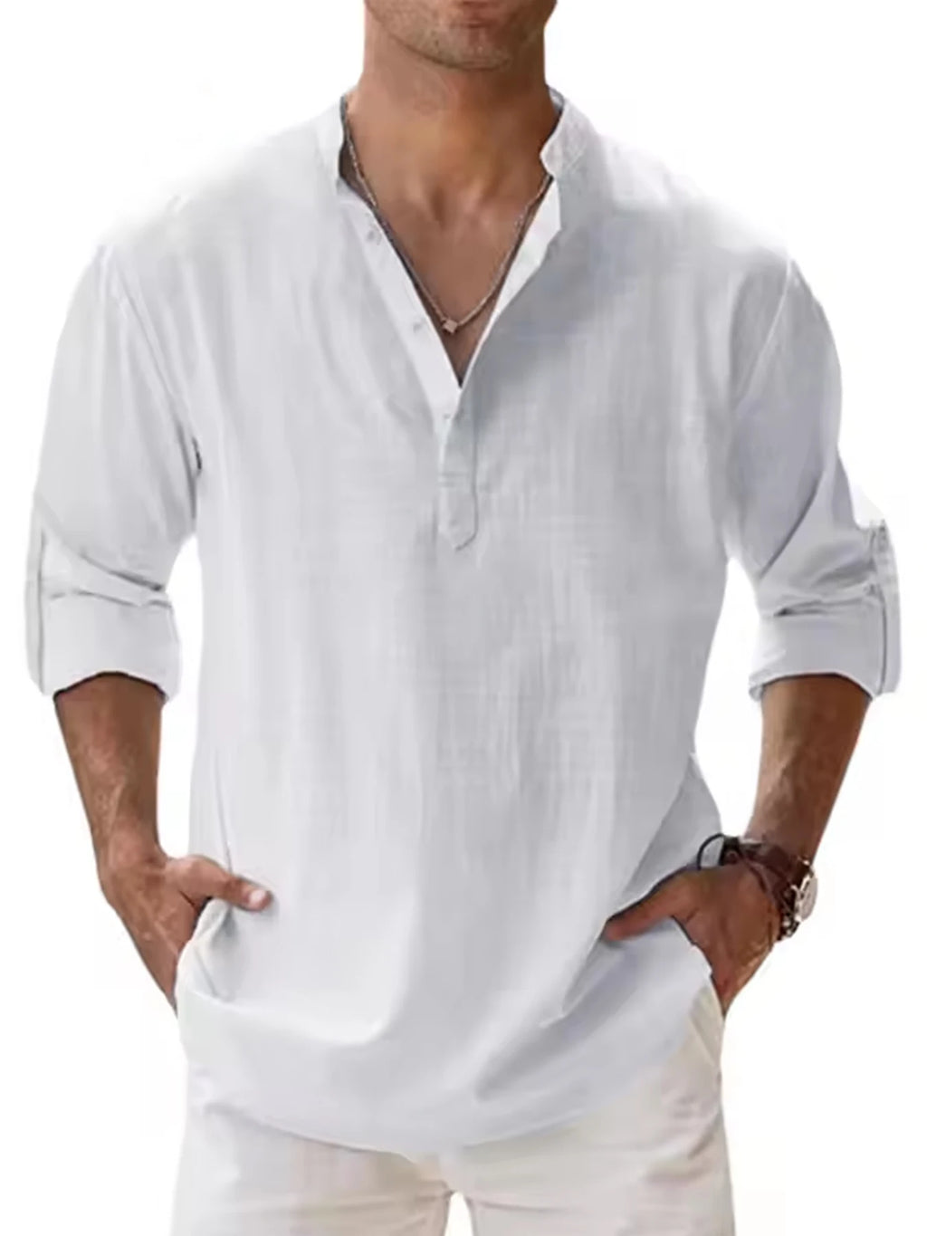 Camisa Henley Algodão e Linho