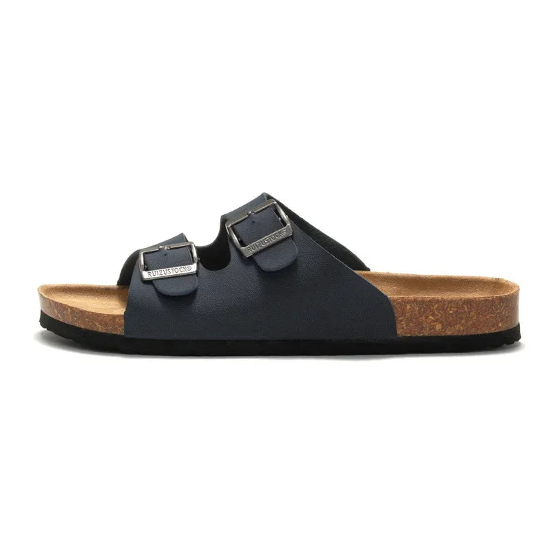 Chinelo de couro com fivela
