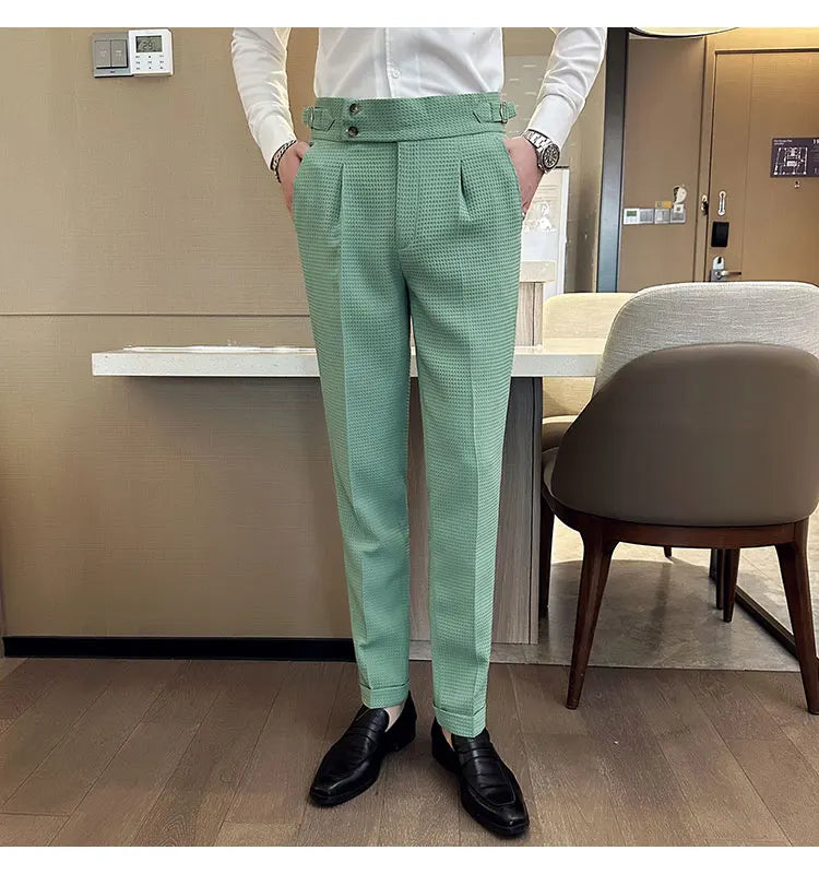 Calças Sociais de Cintura Alta Slim-Fit