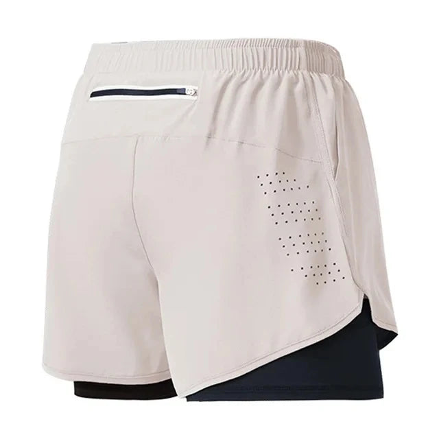 Calções de corrida masculinos de secagem rápida fitness preto dupla camada shorts masculino novo esporte treino treinamento musculação calças curtas