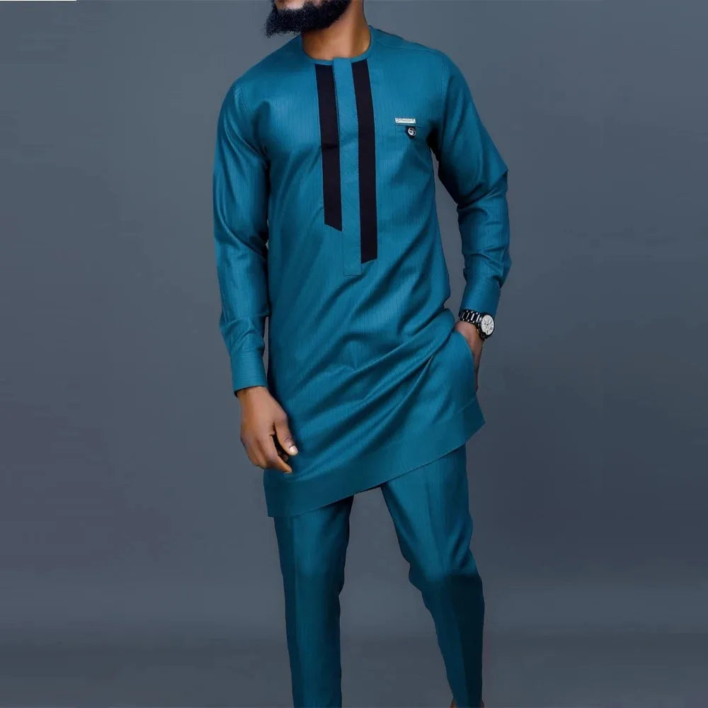Fato Africano (Camisa+Calças Monocromáticas)