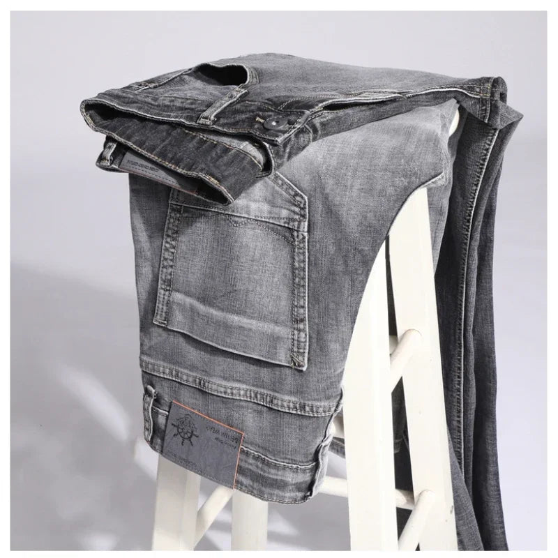Calça Jeans Casual de Algodão em Corte Reto