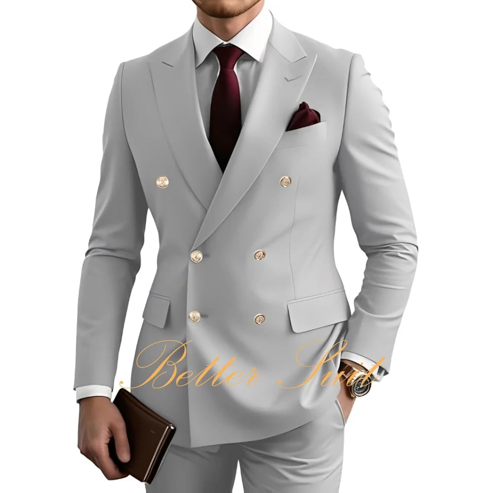 Terno Formal Slim-Fit com Blazer Duplo Breasted