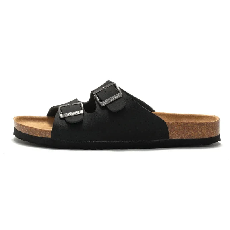 Chinelo de couro com fivela