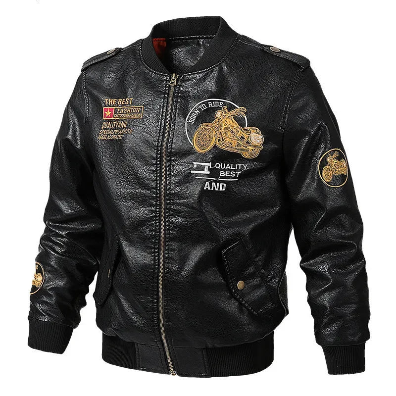 Jaqueta de couro PU motociclista