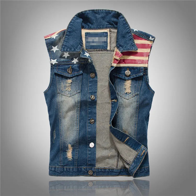 Colete Jeans de Lapela com Abotoamento Simples