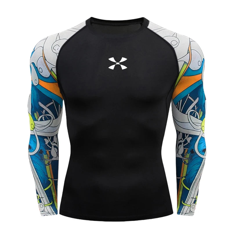 Cody Lundin Camiseta masculina de compressão para academia, camiseta de natação por atacado, roupa de ginástica slim fit compressão de proteção contra queimaduras