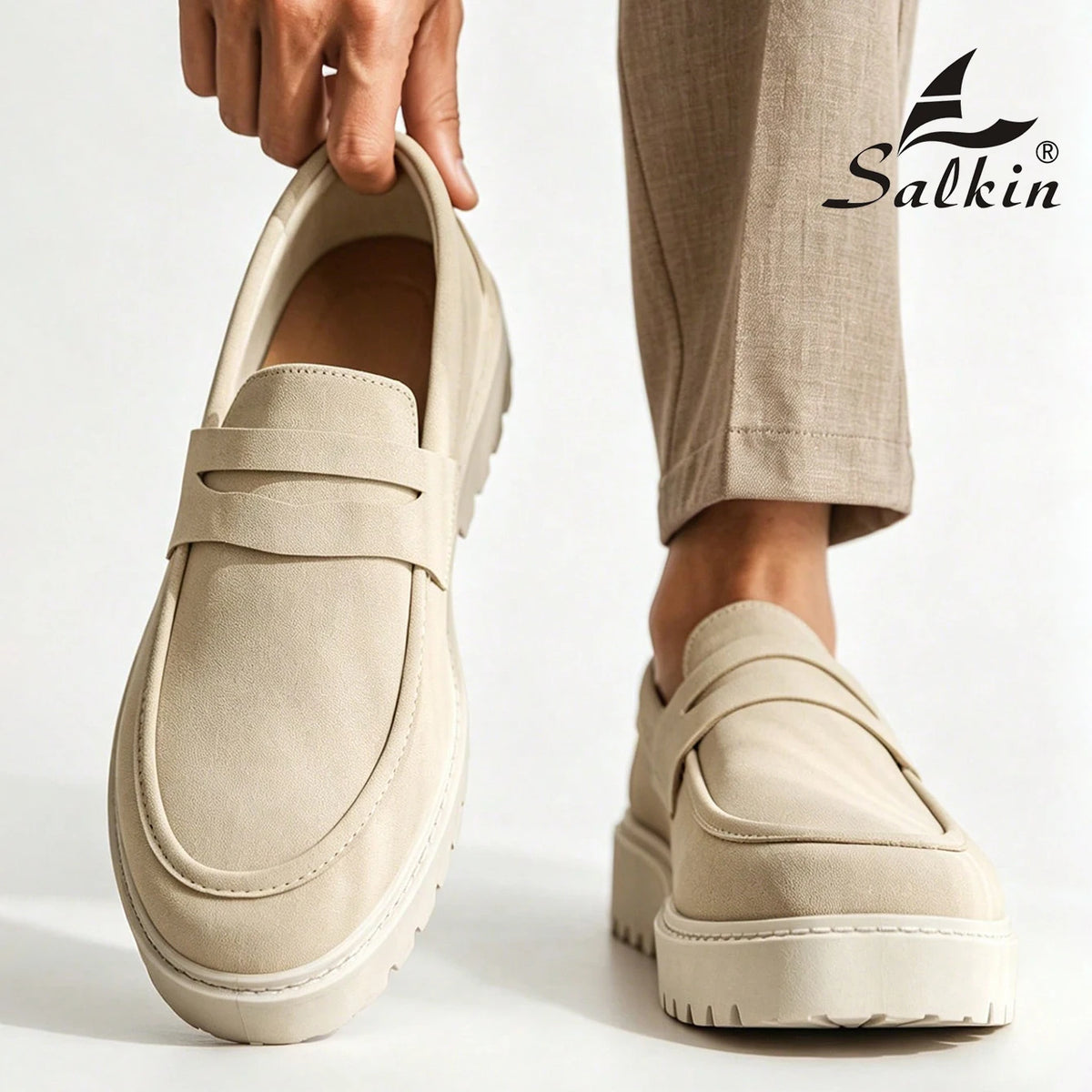 Mocassins Slip-On de Couro Suede