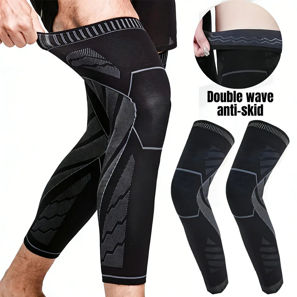 1 Peça de Suporte para Pernas e Joelhos com Compressão, Mangas de Joelho Compridas e Antiderrapantes para Corrida, Basquete, Ciclismo