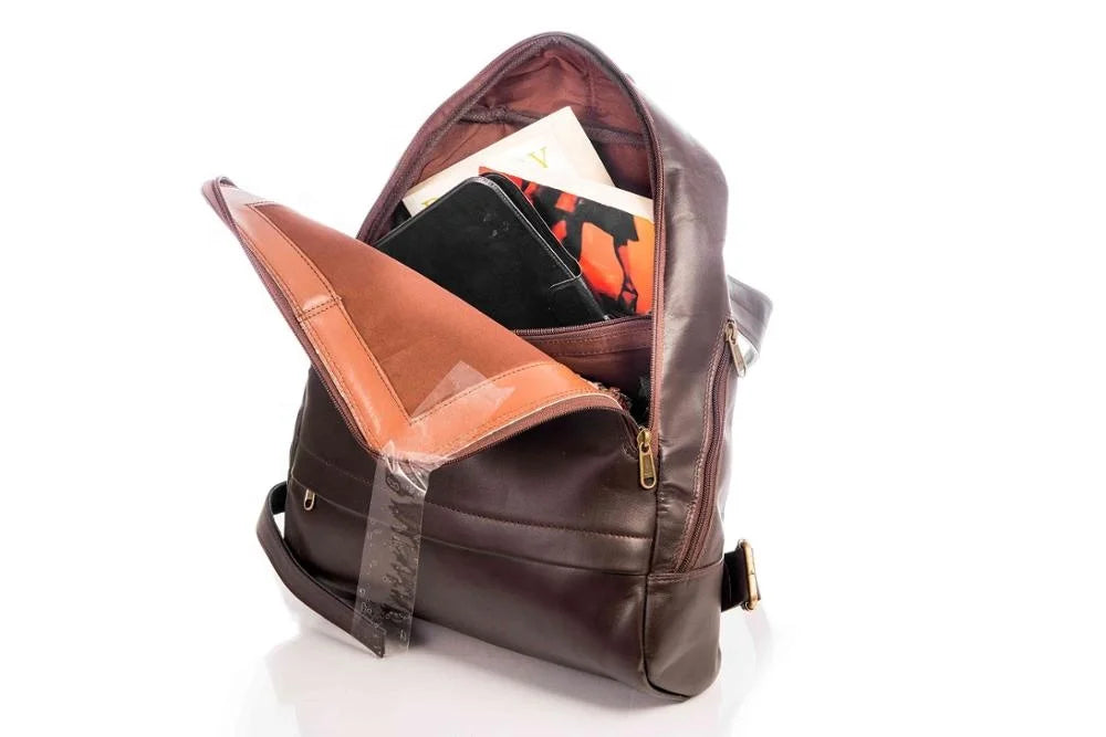 Mochila Retrô Vintage de Couro Genuíno, Feita à Mão